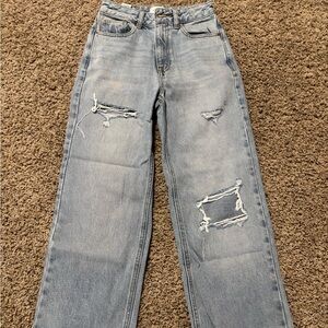 PacSun Light Blue Distressed Straight Leg Jeans